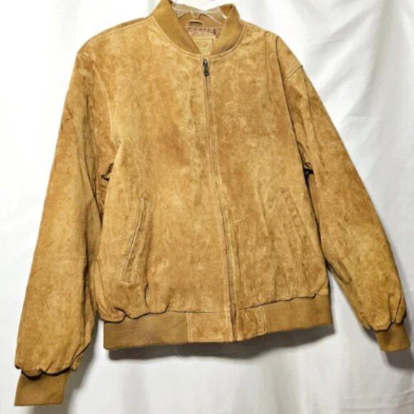 🛑Vintage Reed Mens Tan Suede Leather Zip-up Bomber Jacket Coat Size 2XLT - Picture 1 of 8
